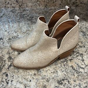 Corkys Glow Up White Glitter Sparkle Booties Womens 7